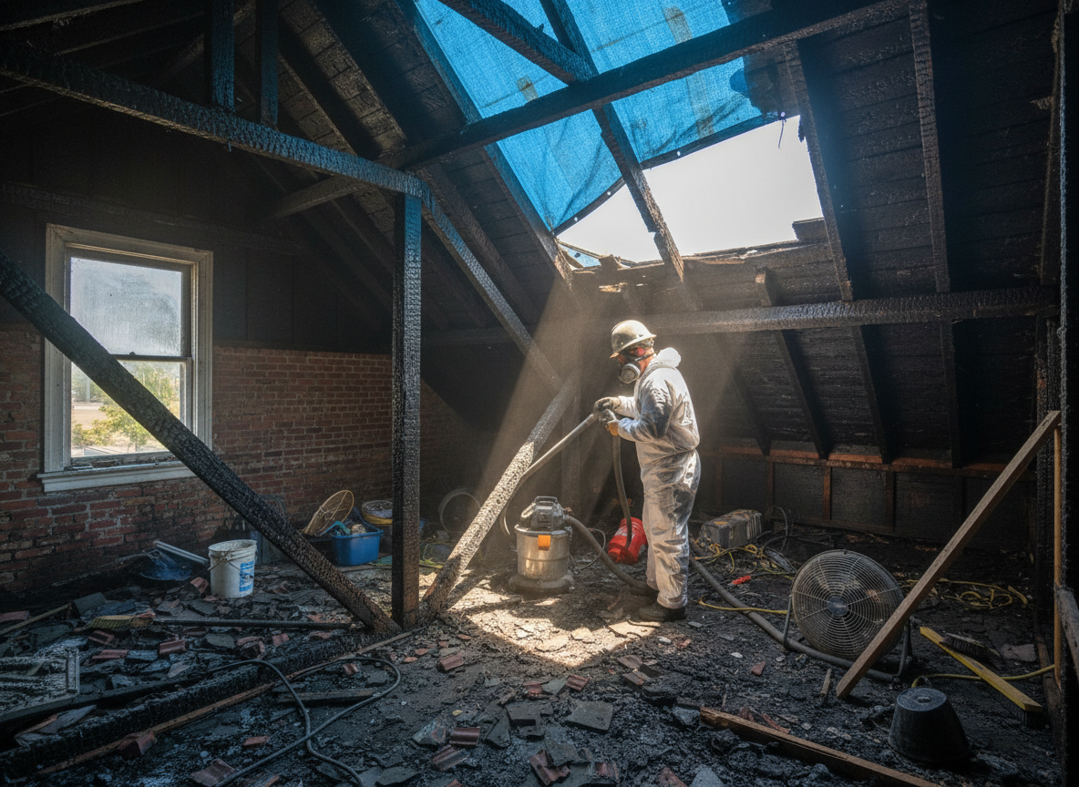Attic Fire Restoration in Guasti, CA